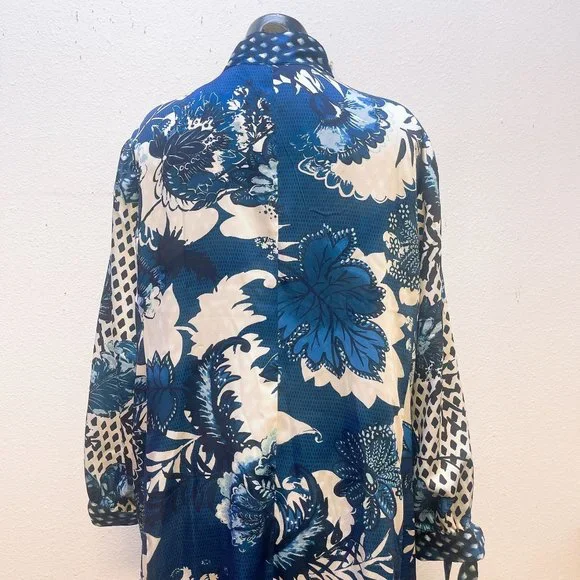 NWT Chico's Blue & White Reversible Cardigan/Duster Size 3 (XL) - Picture 5 of 11